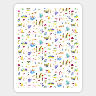 Palyful figurative circus WHITE Sticker